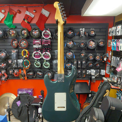 1980's Fender Stratocaster Electric Guitar - Green Metallic w/ Custom Flames Pickguard and G&L Gig Bag "Made In USA" SN# E 401835 (No Whammy Bar)
