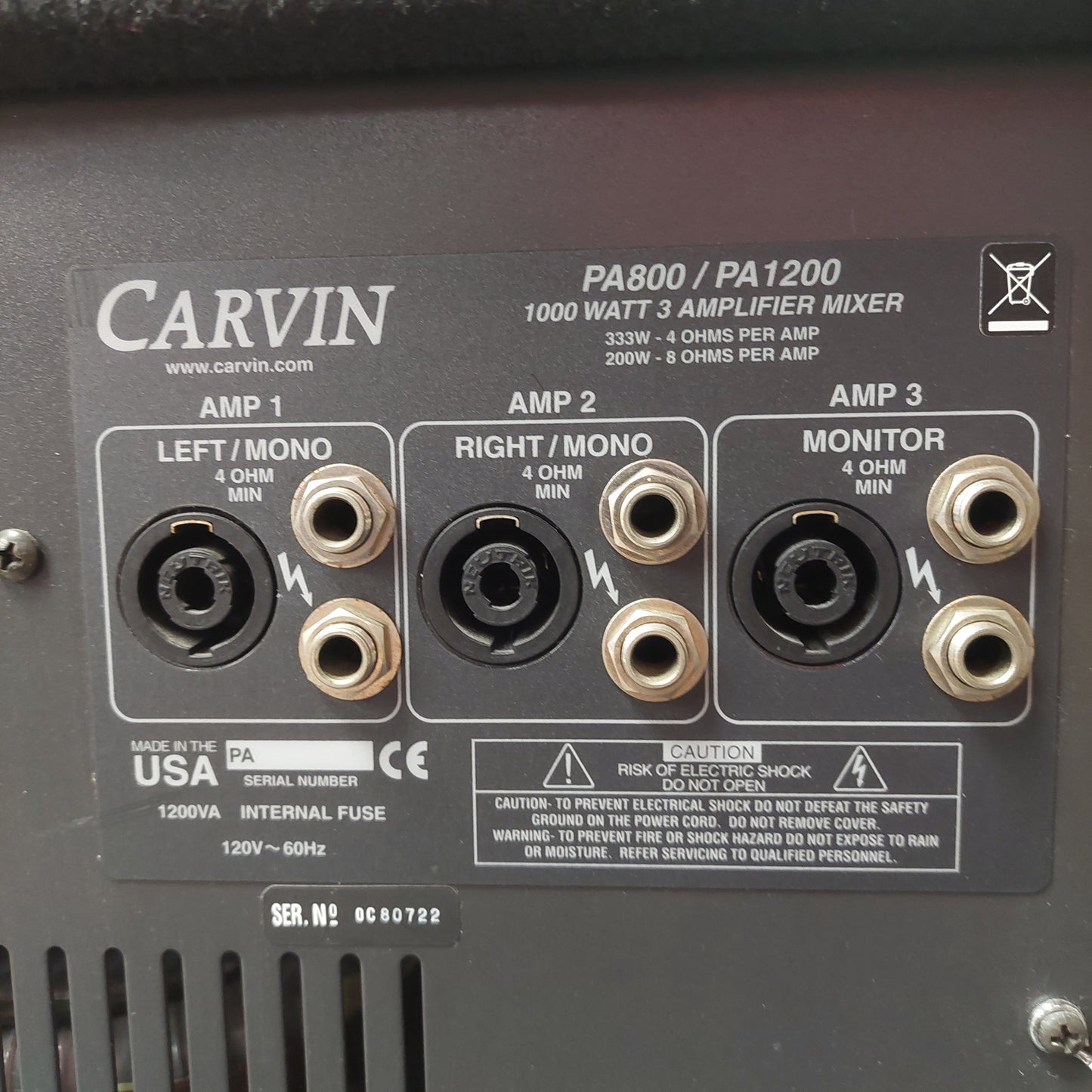 Carvin PA1200 Powered PA Mixer (USED) SN# OC80722