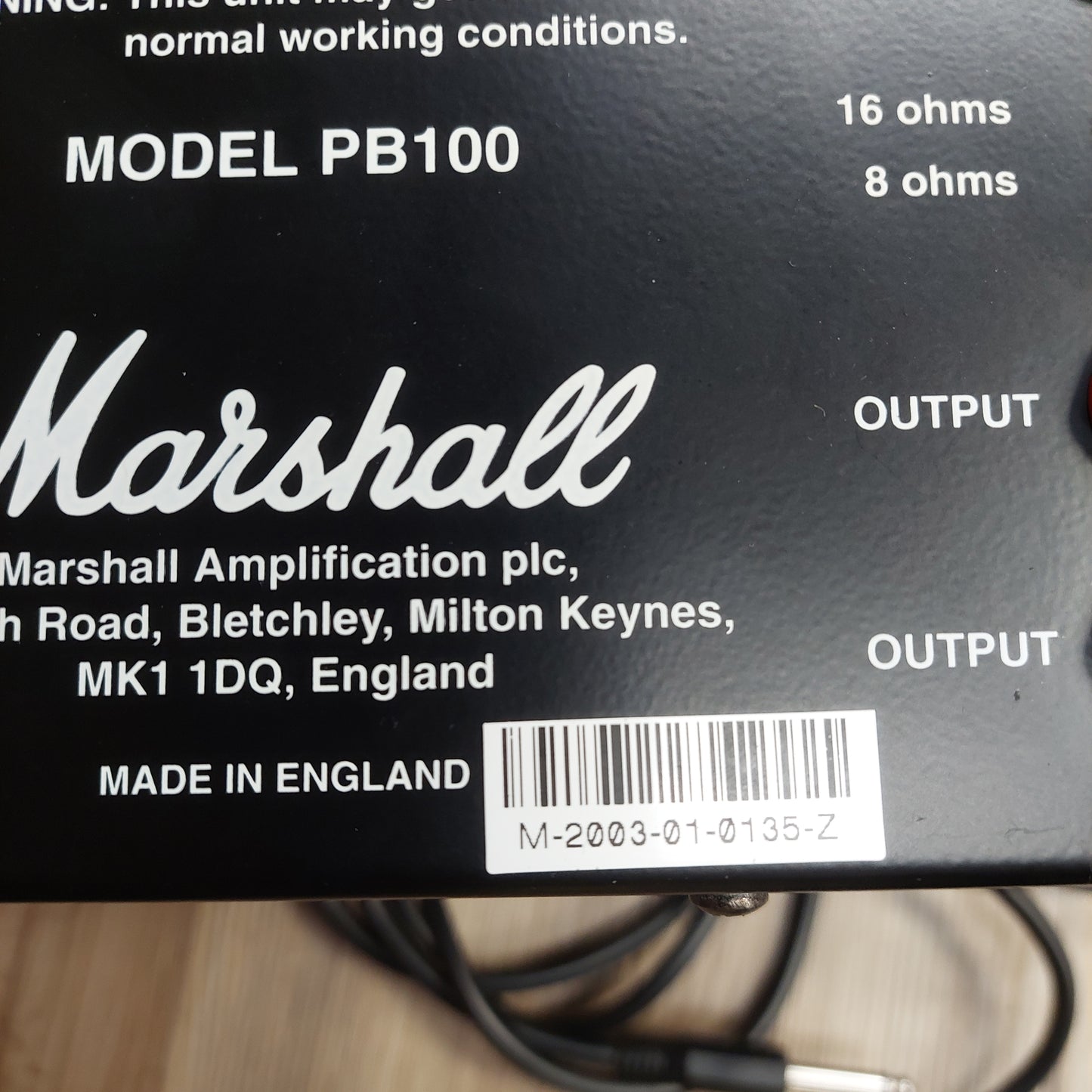 Marshall PB100 Power Brake Attenuator (USED) "Made In England" SN# MH010135Z
