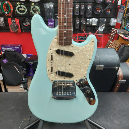 1990's Fender Mustang 60's Reissue Electric Guitar - Sonic Blue (USED) "Made In Japan" (No Tremolo Arm)