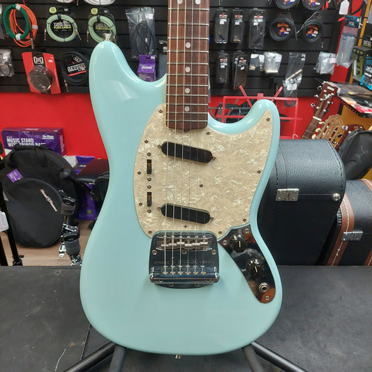 1990's Fender Mustang 60's Reissue Electric Guitar - Sonic Blue (USED) "Made In Japan" (No Tremolo Arm)