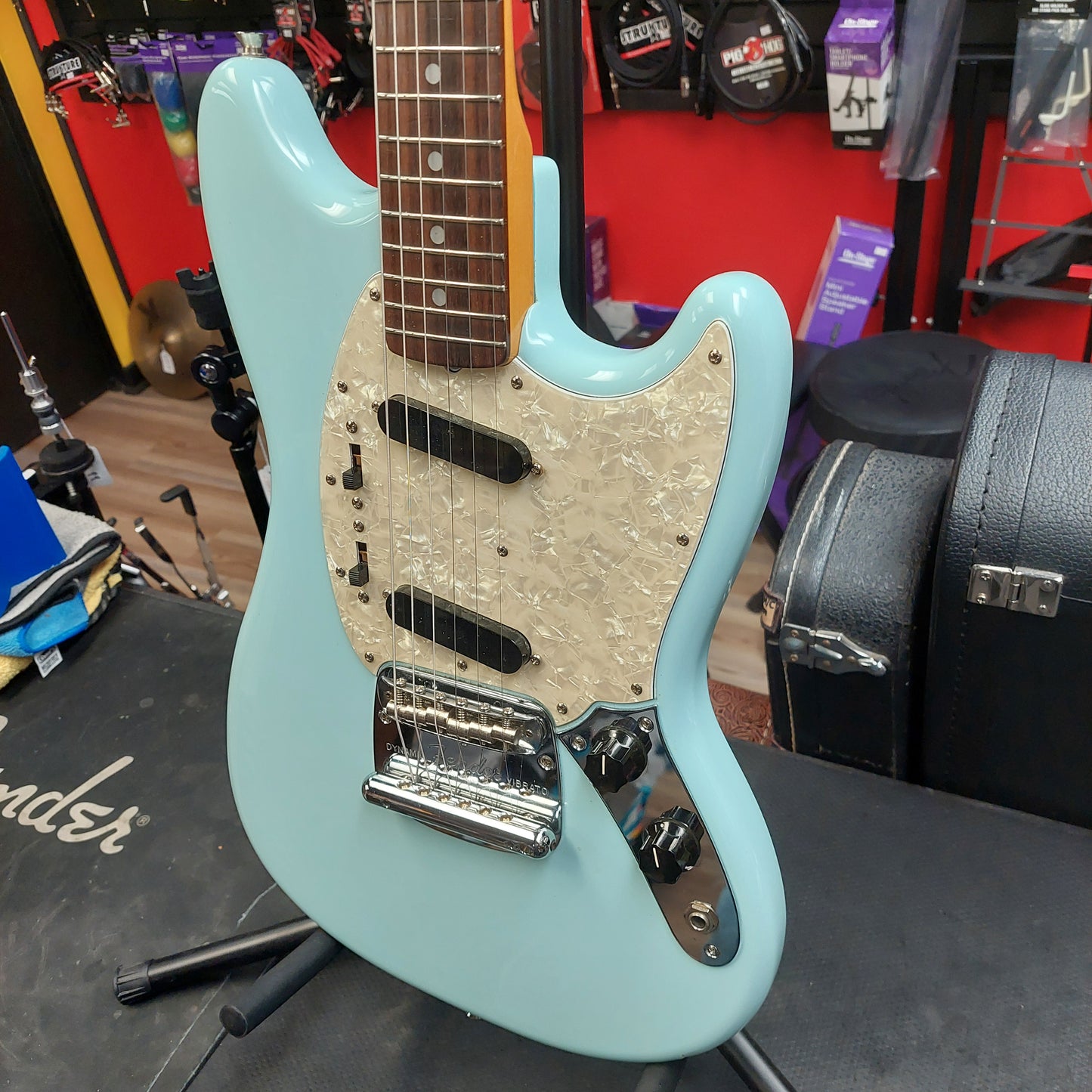 1990's Fender Mustang 60's Reissue Electric Guitar - Sonic Blue (USED) "Made In Japan" (No Tremolo Arm)