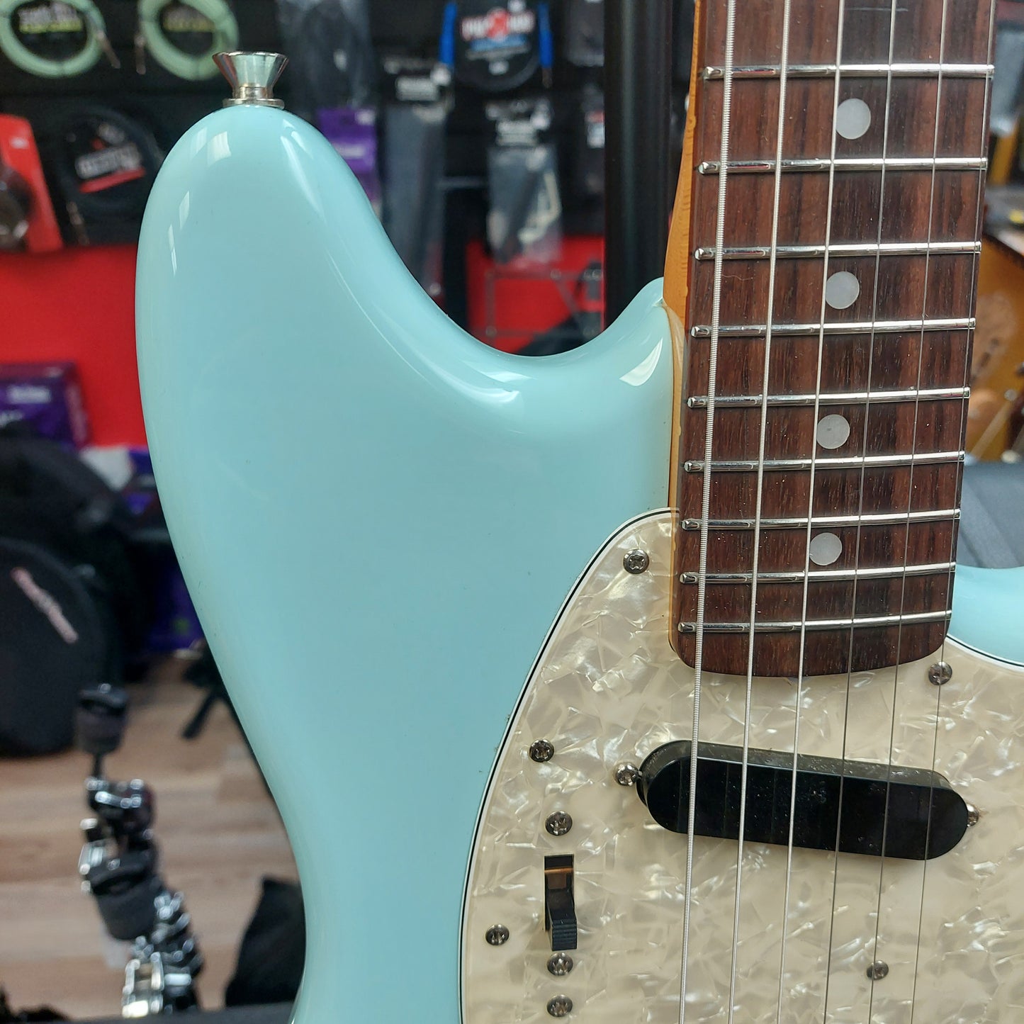 1990's Fender Mustang 60's Reissue Electric Guitar - Sonic Blue (USED) "Made In Japan" (No Tremolo Arm)