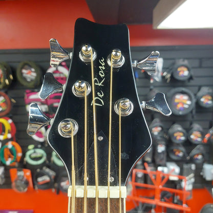 De Rosa GAB47-BK 5-String Acoustic/Electric Bass Guitar - Black Gloss "Sold As Is" Has Slight Warped Neck