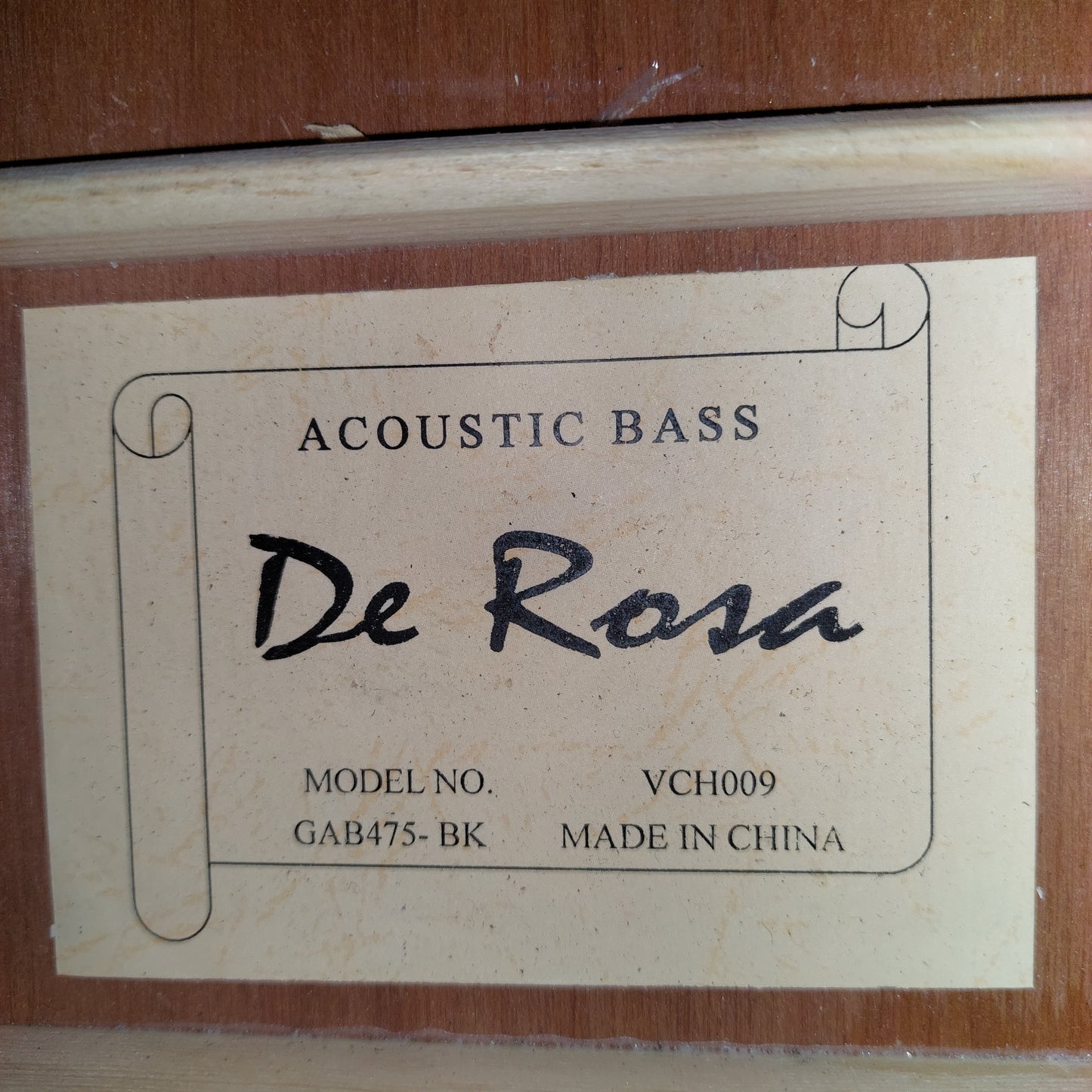 De Rosa GAB47-BK 5-String Acoustic/Electric Bass Guitar - Black Gloss "Sold As Is" Has Slight Warped Neck