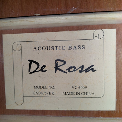 De Rosa GAB47-BK 5-String Acoustic/Electric Bass Guitar - Black Gloss "Sold As Is" Has Slight Warped Neck