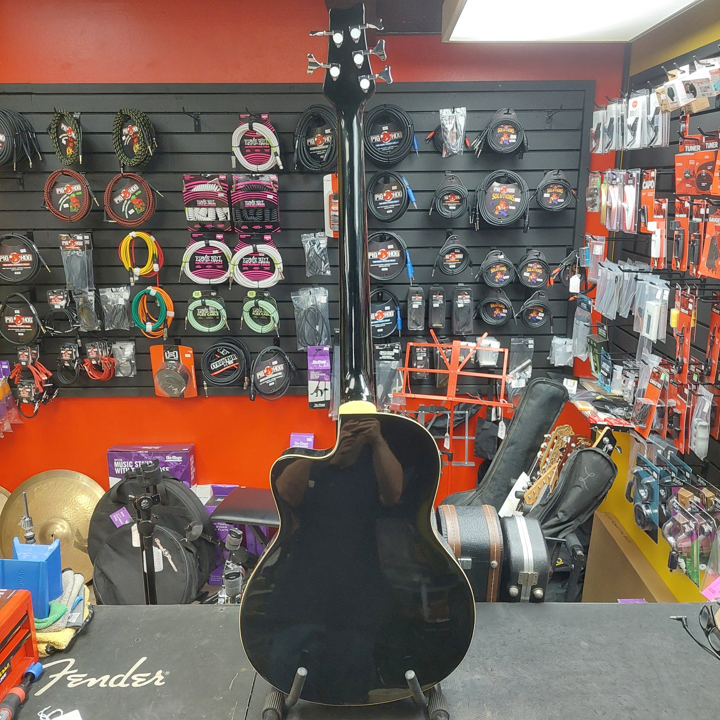 De Rosa GAB47-BK 5-String Acoustic/Electric Bass Guitar - Black Gloss "Sold As Is" Has Slight Warped Neck