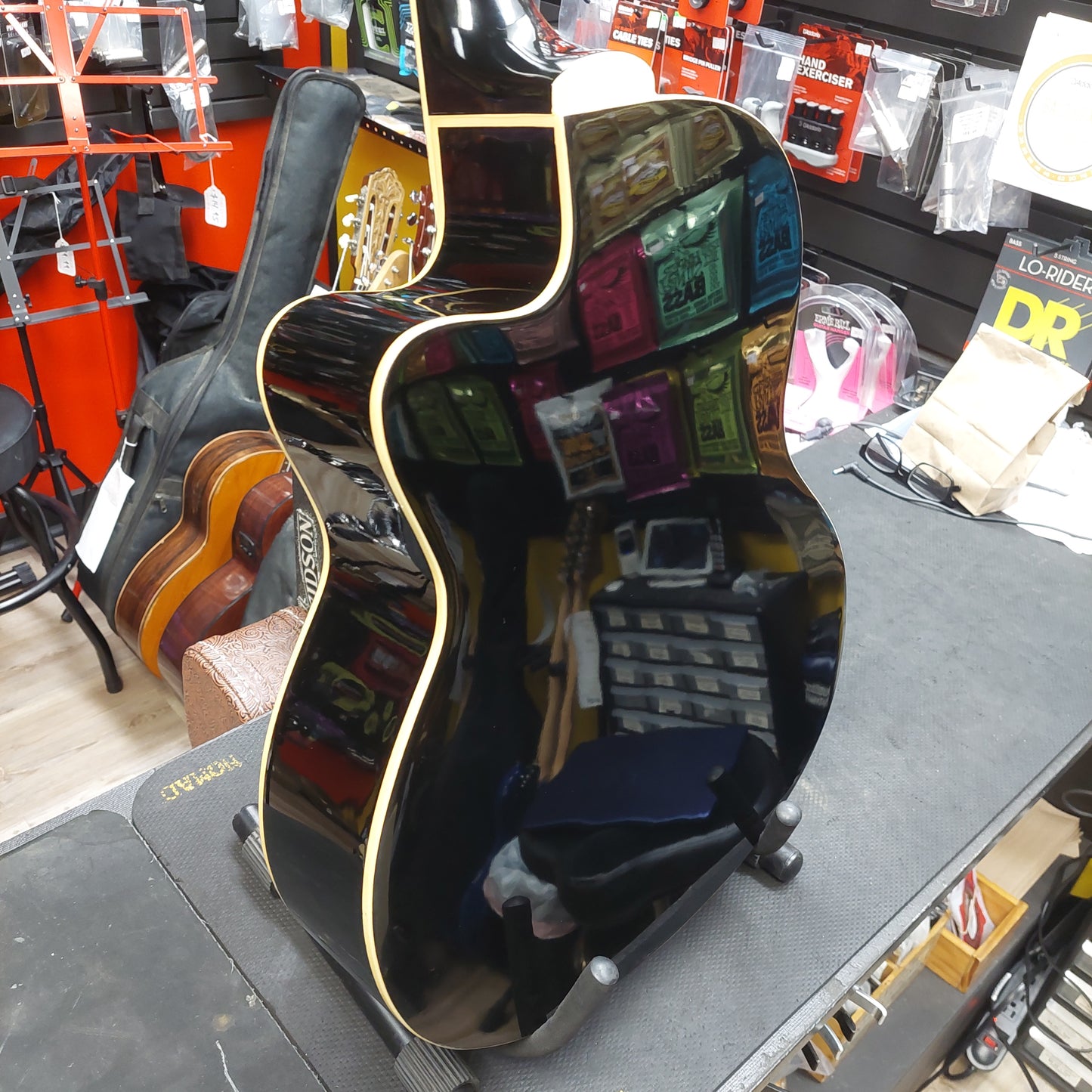 De Rosa GAB47-BK 5-String Acoustic/Electric Bass Guitar - Black Gloss "Sold As Is" Has Slight Warped Neck