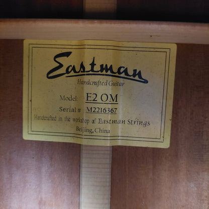 Eastman E2OM Cedar Top Acoustic Guitar - Natural w/ Eastman Poly Gig Bag SN# M2216367