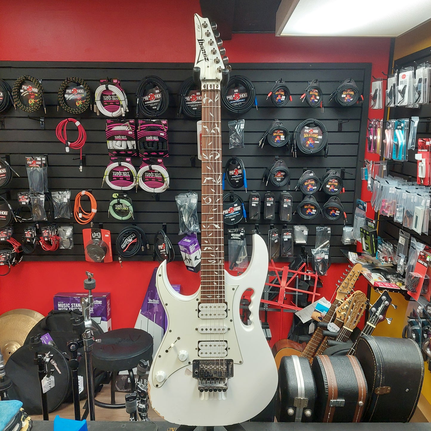 2016 Ibanez JEMJRL 1P-01 Steve Vai Signature "Left Handed" Electric Guitar - White SN# I160414806 "Sold As Is Has Body Damage"