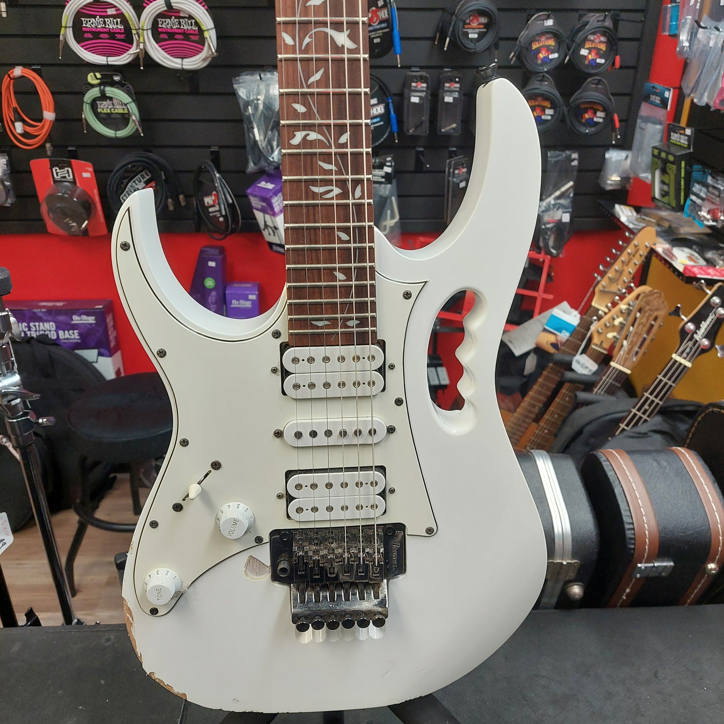 2016 Ibanez JEMJRL 1P-01 Steve Vai Signature "Left Handed" Electric Guitar - White SN# I160414806 "Sold As Is Has Body Damage"
