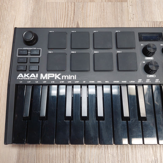 AKAI MPK mini MIDI Keyboard - Black w/ USB Cable & Custom Dice Knob (USED) SN# (21)A12108249387407