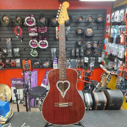 2017 Fender California Series Alkaline Trio Malibu Parlor Acoustic Guitar - Mahogany SN# CSG17000780 "Sold As Is" Has Broken Head On Machine Head Tuner