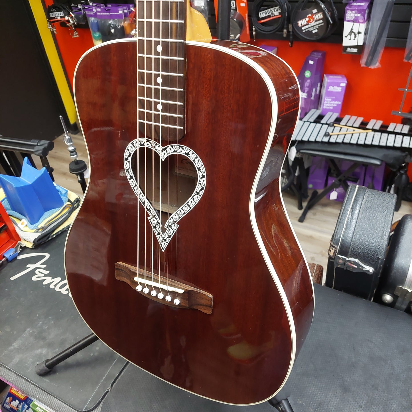 2017 Fender California Series Alkaline Trio Malibu Parlor Acoustic Guitar - Mahogany SN# CSG17000780 "Sold As Is" Has Broken Head On Machine Head Tuner