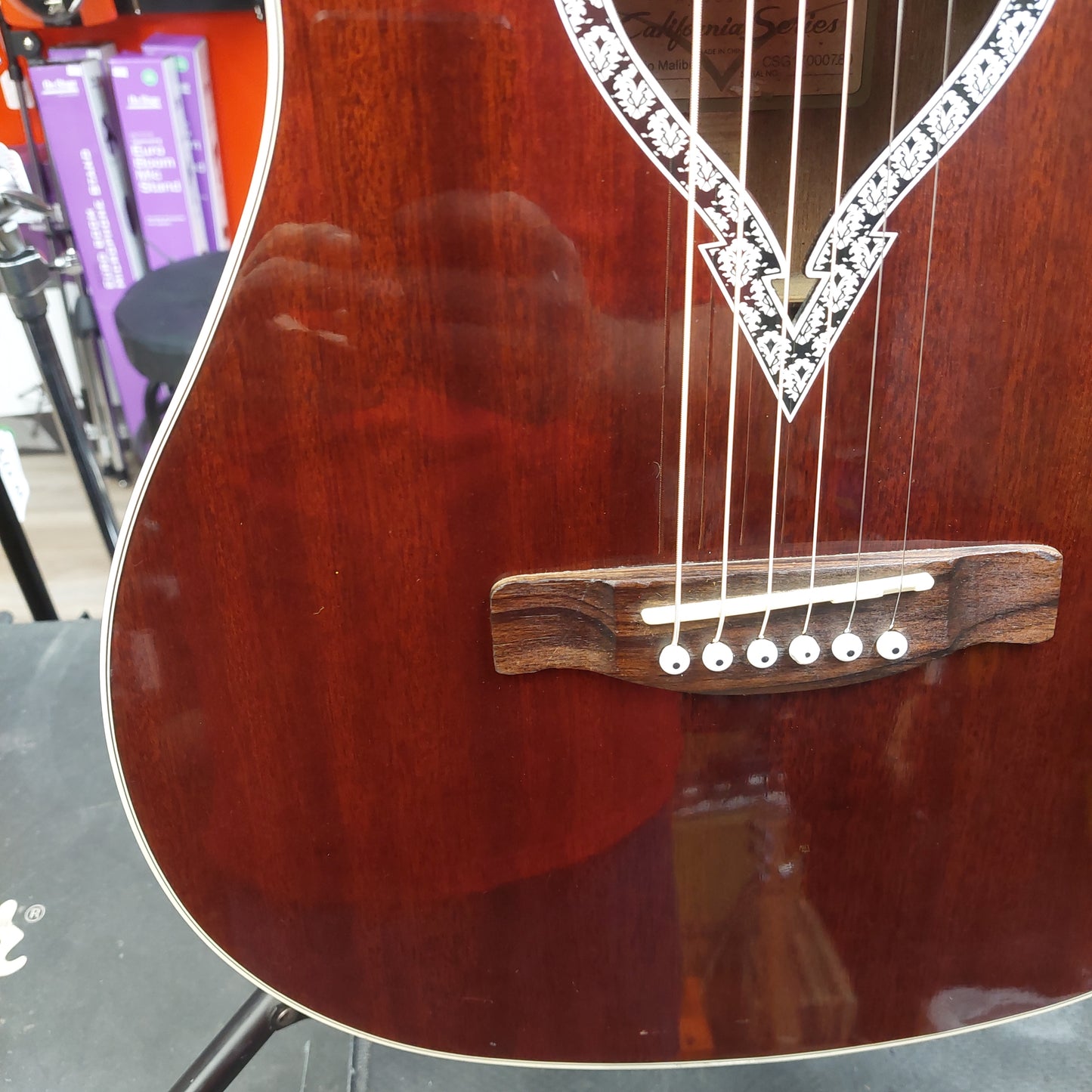 2017 Fender California Series Alkaline Trio Malibu Parlor Acoustic Guitar - Mahogany SN# CSG17000780 "Sold As Is" Has Broken Head On Machine Head Tuner