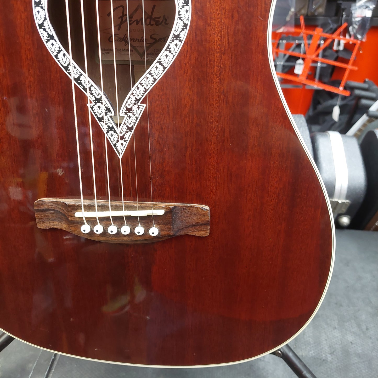 2017 Fender California Series Alkaline Trio Malibu Parlor Acoustic Guitar - Mahogany SN# CSG17000780 "Sold As Is" Has Broken Head On Machine Head Tuner