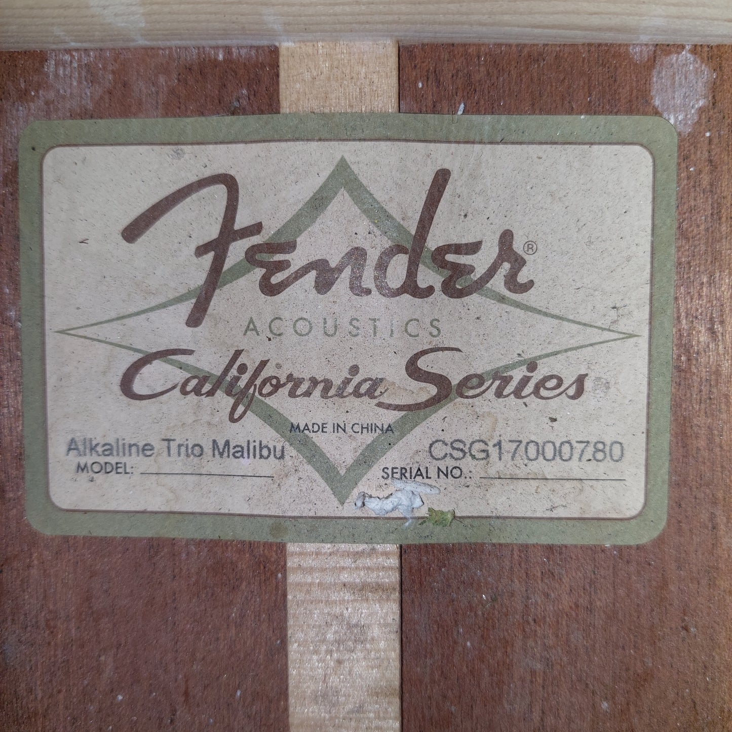 2017 Fender California Series Alkaline Trio Malibu Parlor Acoustic Guitar - Mahogany SN# CSG17000780 "Sold As Is" Has Broken Head On Machine Head Tuner