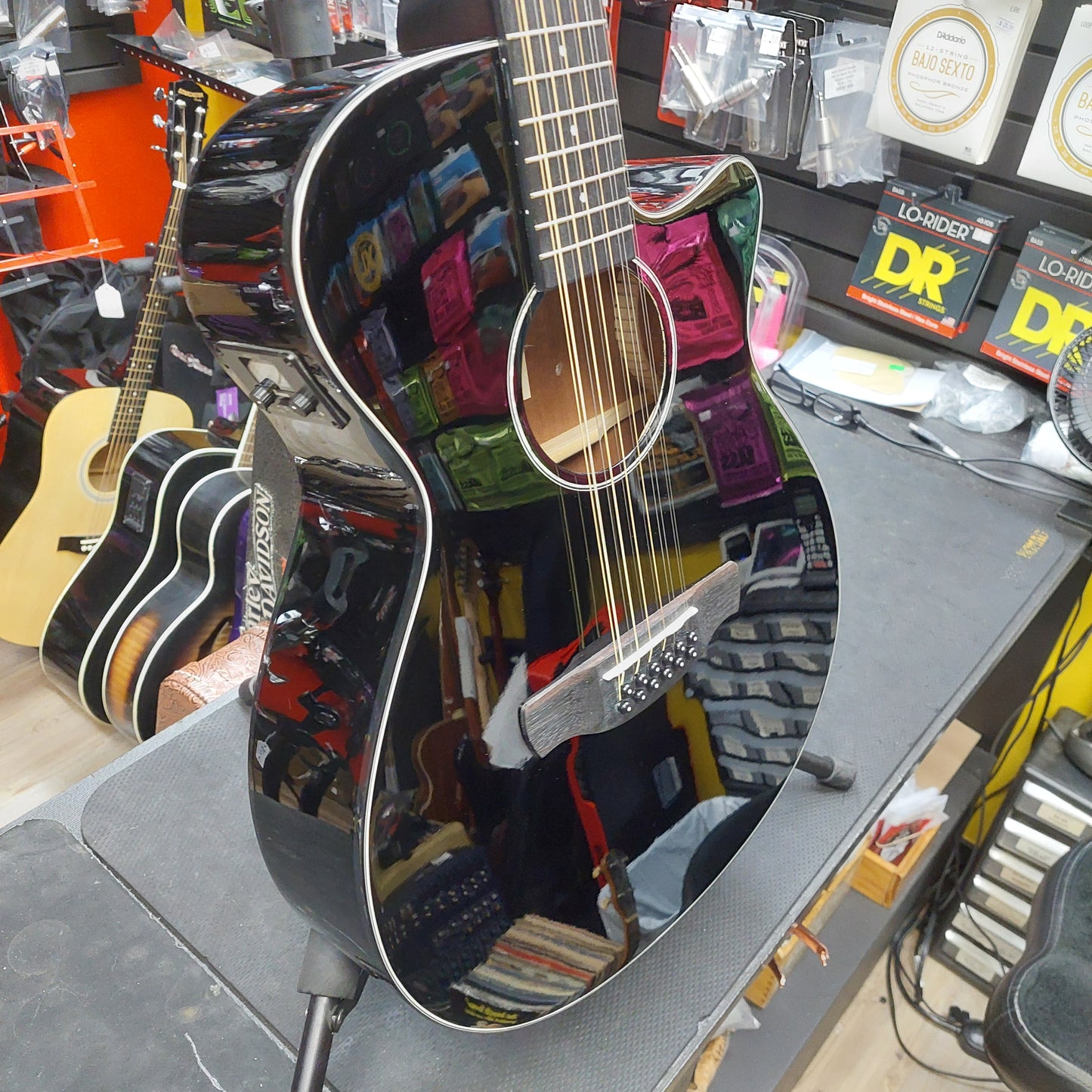 2025 Ibanez AEG5012-BK 12-String Acoustic Guitar - Black Gloss SN# 2Y03GS250104628