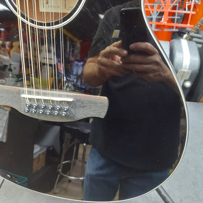 2025 Ibanez AEG5012-BK 12-String Acoustic Guitar - Black Gloss SN# 2Y03GS250104628