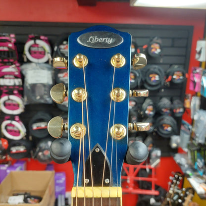 Liberty FB100 Resonator Guitar - Chrome/Blue Finish w/ Grover Tuners (USED) "Sold As Is" Has Loose Binding Lower Left Part Of Body