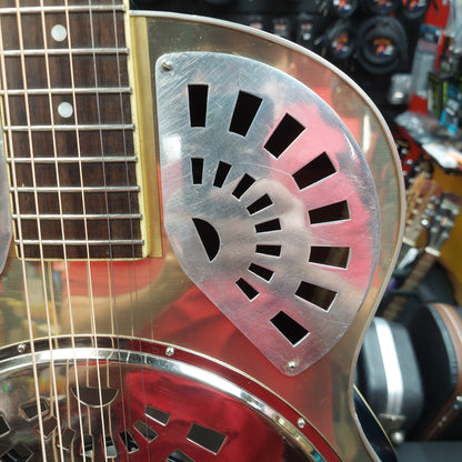 Liberty FB100 Resonator Guitar - Chrome/Blue Finish w/ Grover Tuners (USED) "Sold As Is" Has Loose Binding Lower Left Part Of Body