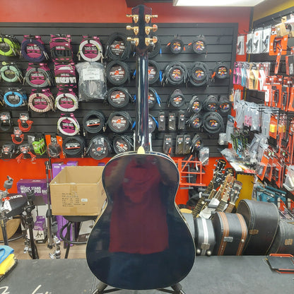Liberty FB100 Resonator Guitar - Chrome/Blue Finish w/ Grover Tuners (USED) "Sold As Is" Has Loose Binding Lower Left Part Of Body
