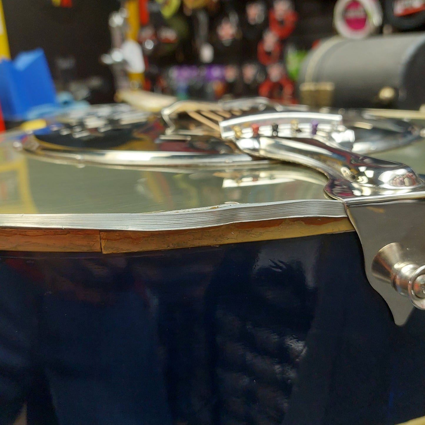 Liberty FB100 Resonator Guitar - Chrome/Blue Finish w/ Grover Tuners (USED) "Sold As Is" Has Loose Binding Lower Left Part Of Body