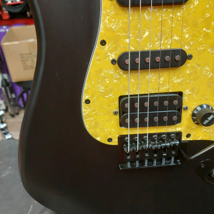 Winzz HSS Strat Electric Guitar - Black w/ Yellow Pickguard (USED)
