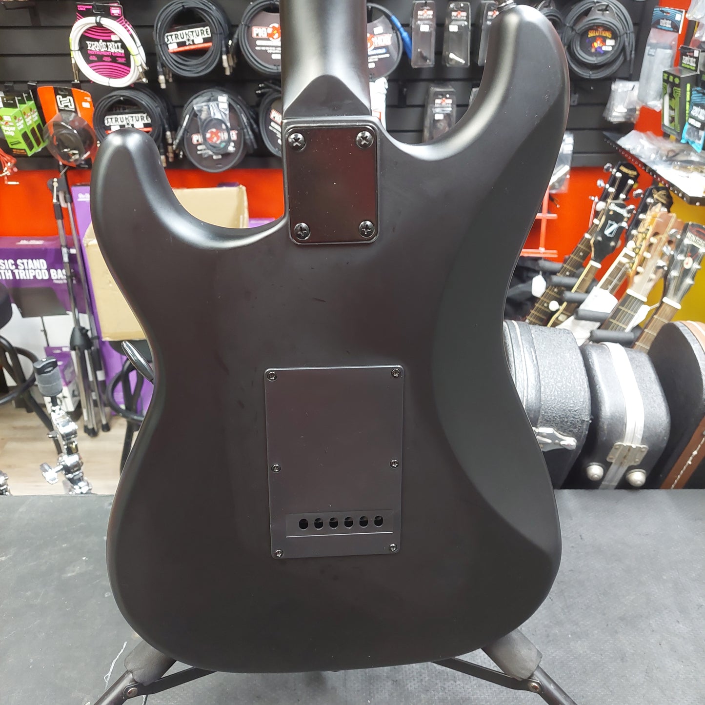 Winzz HSS Strat Electric Guitar - Black w/ Yellow Pickguard (USED)