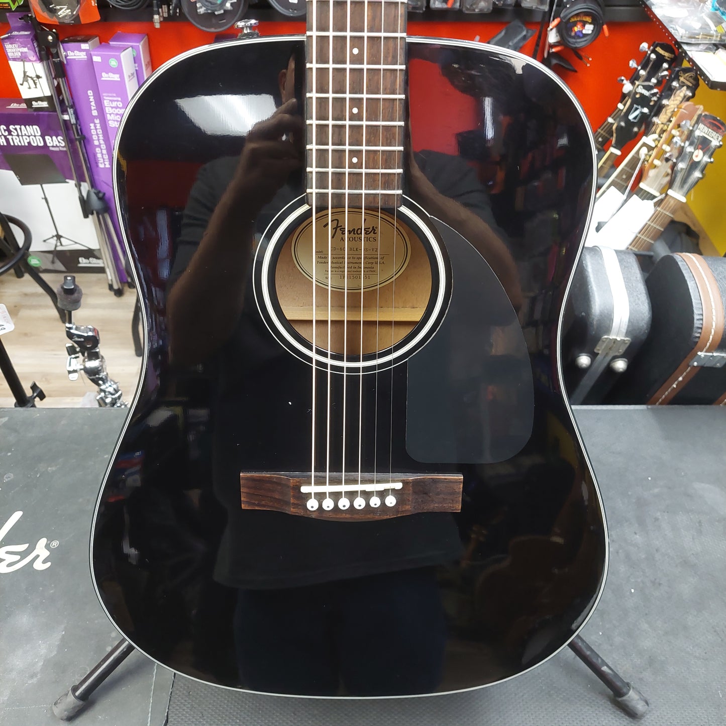 2015 Fender CD-60 Dreadnought Acoustic Guitar - Black Gloss SN# IPS1501551