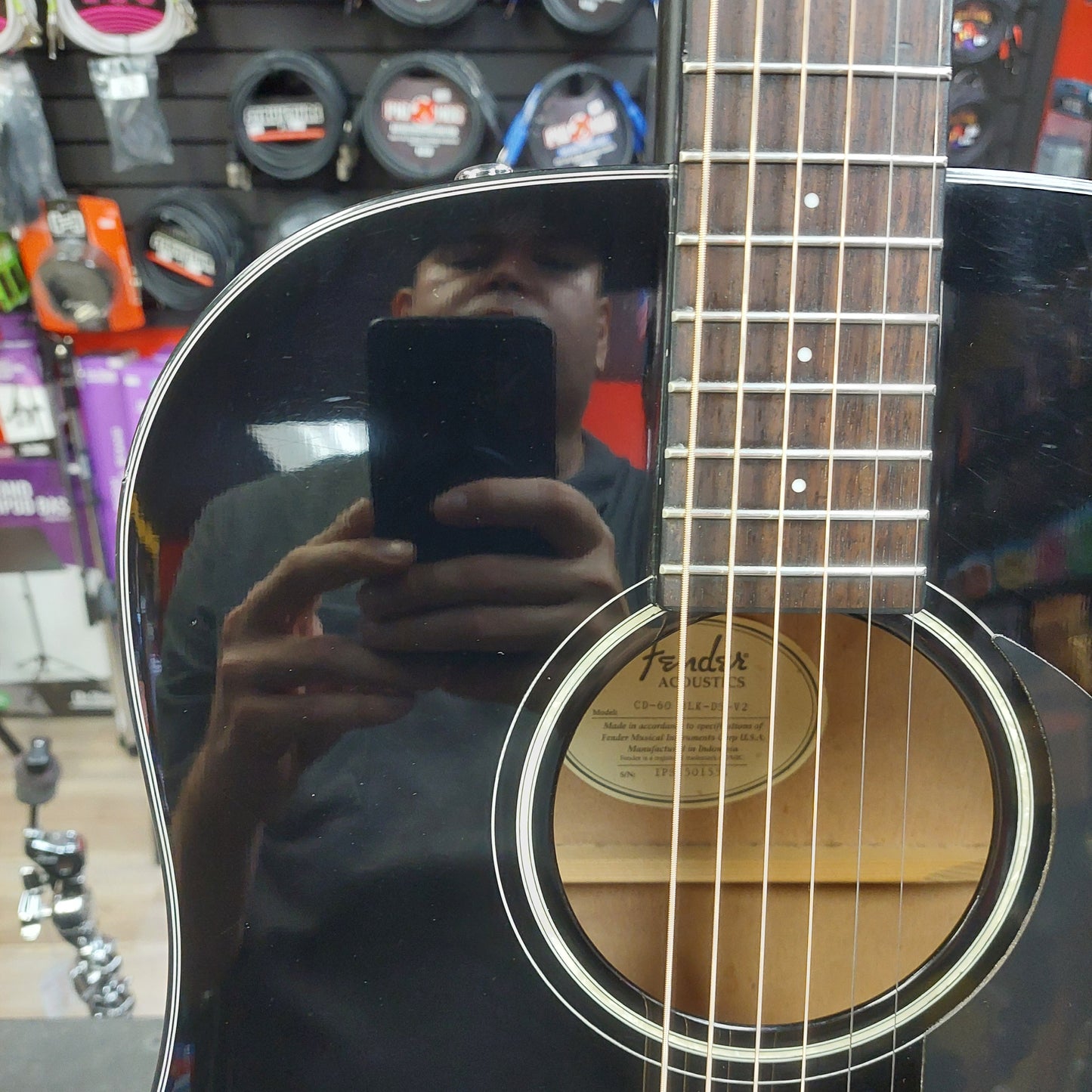 2015 Fender CD-60 Dreadnought Acoustic Guitar - Black Gloss SN# IPS1501551