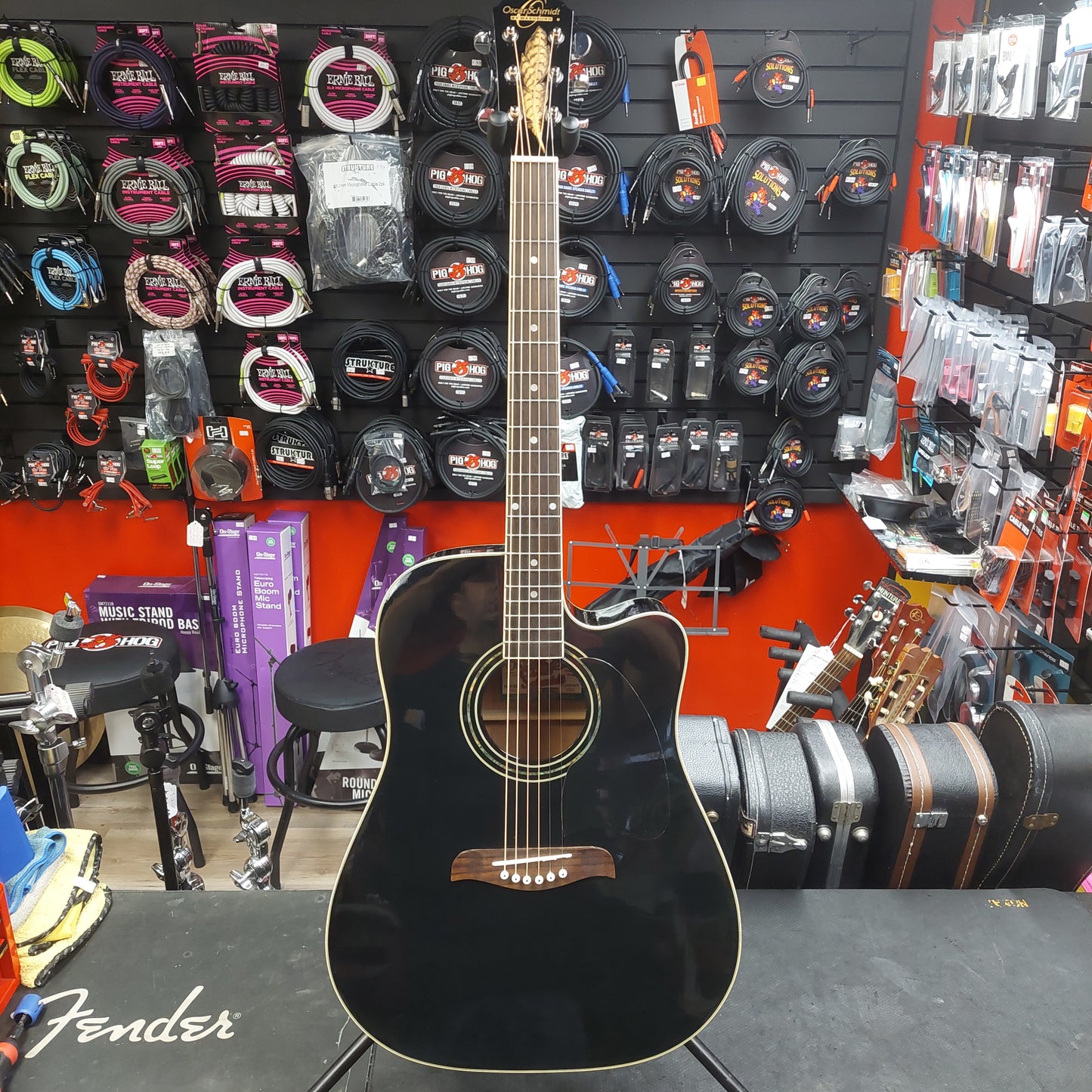 2003 Oscar Schmidt by Washburn OGECEB Acoustic/Electric Guitar - Black Gloss SN#FC03051672