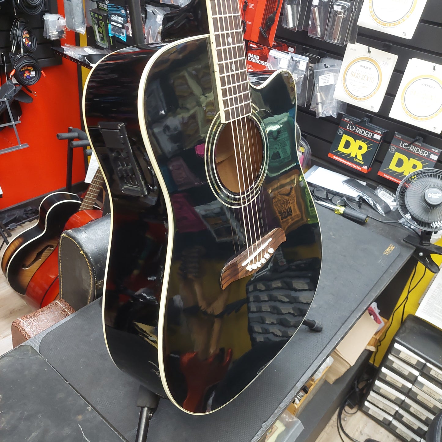 2003 Oscar Schmidt by Washburn OGECEB Acoustic/Electric Guitar - Black Gloss SN#FC03051672