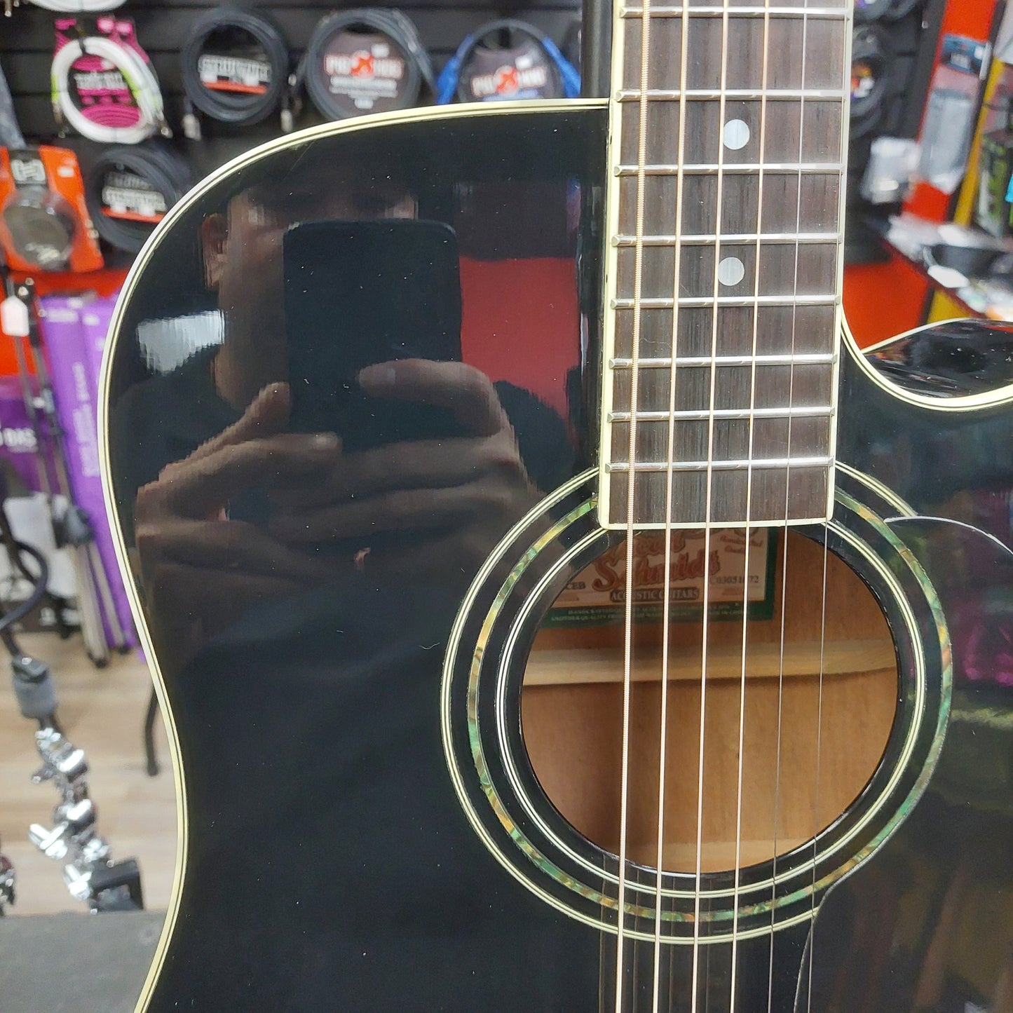 2003 Oscar Schmidt by Washburn OGECEB Acoustic/Electric Guitar - Black Gloss SN#FC03051672