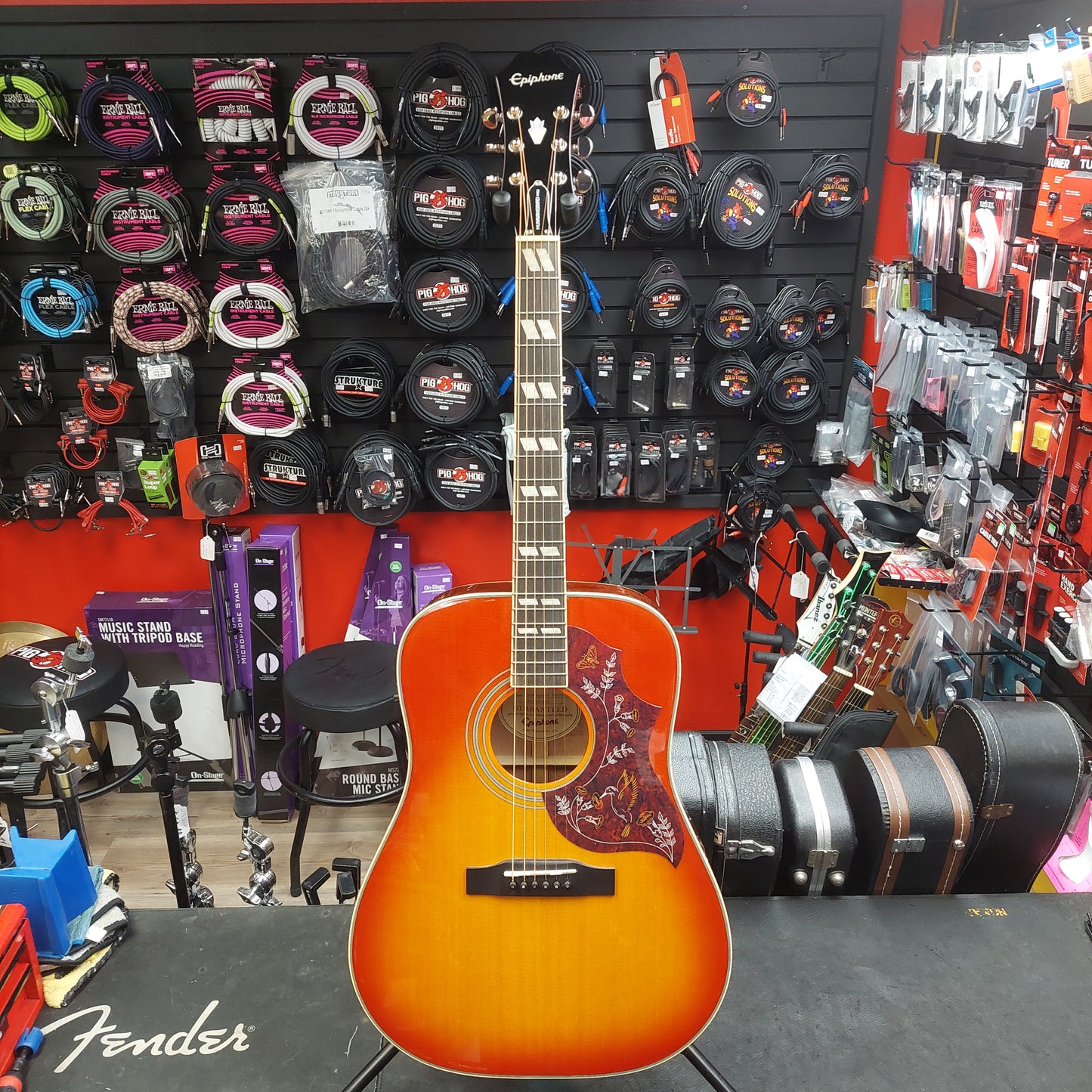 2018 Epiphone Hummingbird Pro FC Acoustic/Electric Guitar - Faded Cherry Sunburst w/ Brown Gibson Hard Case SN# 18012301851