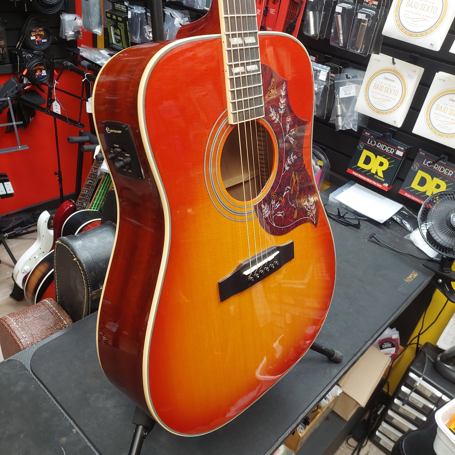 2018 Epiphone Hummingbird Pro FC Acoustic/Electric Guitar - Faded Cherry Sunburst w/ Brown Gibson Hard Case SN# 18012301851