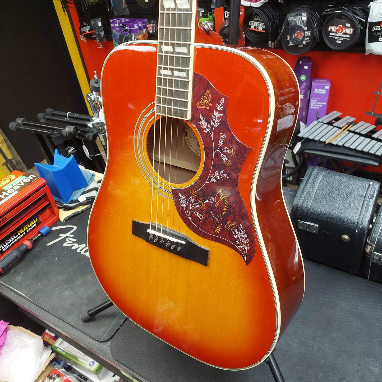 2018 Epiphone Hummingbird Pro FC Acoustic/Electric Guitar - Faded Cherry Sunburst w/ Brown Gibson Hard Case SN# 18012301851