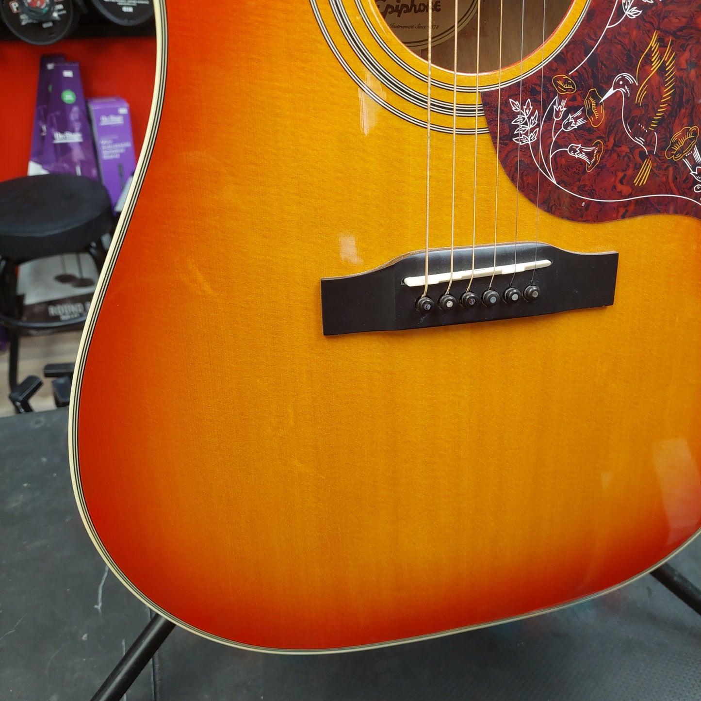 2018 Epiphone Hummingbird Pro FC Acoustic/Electric Guitar - Faded Cherry Sunburst w/ Brown Gibson Hard Case SN# 18012301851
