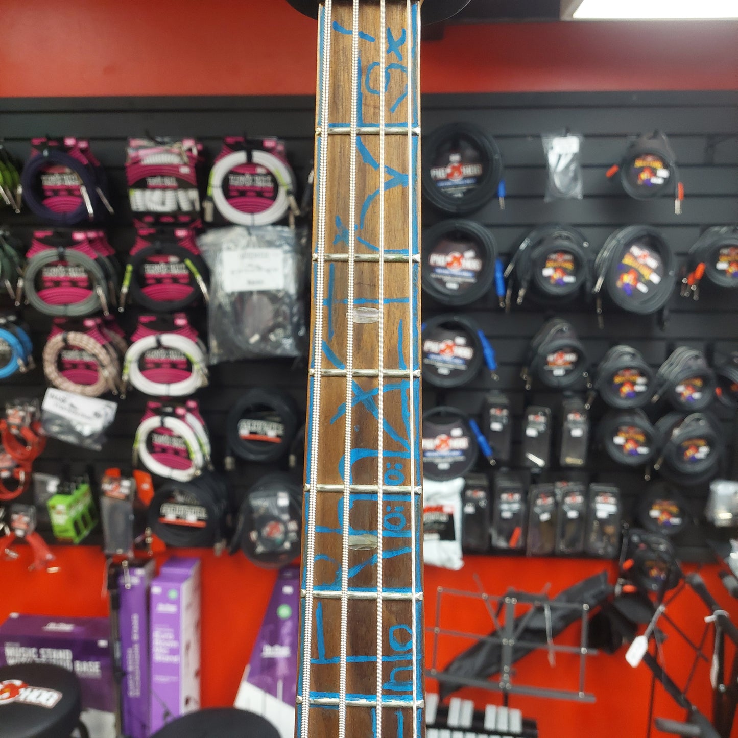 2020 Mitchell MB200BR 4-String Electric Bass - Red SN# RK2007150083 "Sold As Is" (Has Stickers On Body & Art Work On Fretboard)