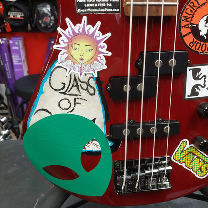 2020 Mitchell MB200BR 4-String Electric Bass - Red SN# RK2007150083 "Sold As Is" (Has Stickers On Body & Art Work On Fretboard)