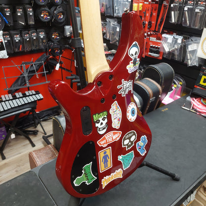 2020 Mitchell MB200BR 4-String Electric Bass - Red SN# RK2007150083 "Sold As Is" (Has Stickers On Body & Art Work On Fretboard)