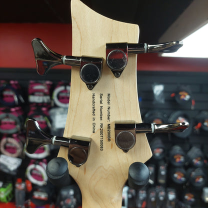 2020 Mitchell MB200BR 4-String Electric Bass - Red SN# RK2007150083 "Sold As Is" (Has Stickers On Body & Art Work On Fretboard)