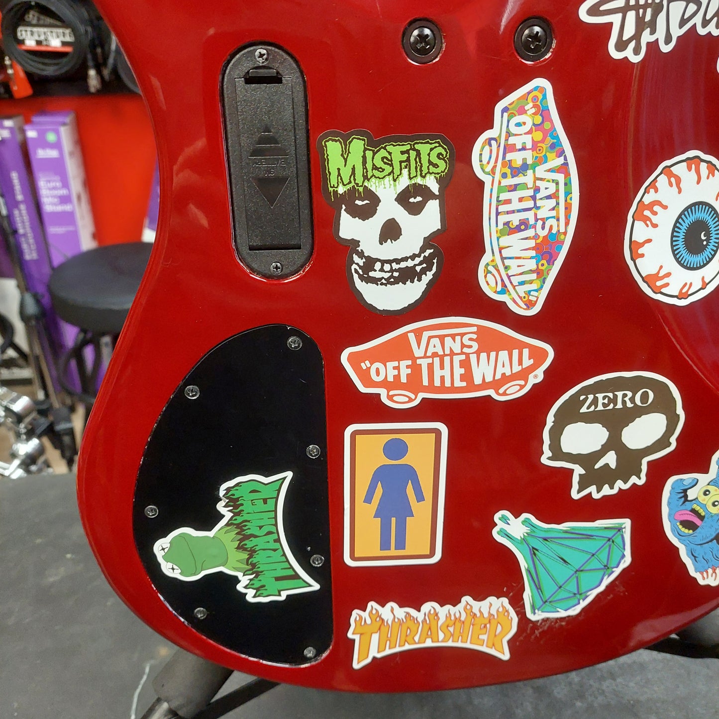 2020 Mitchell MB200BR 4-String Electric Bass - Red SN# RK2007150083 "Sold As Is" (Has Stickers On Body & Art Work On Fretboard)