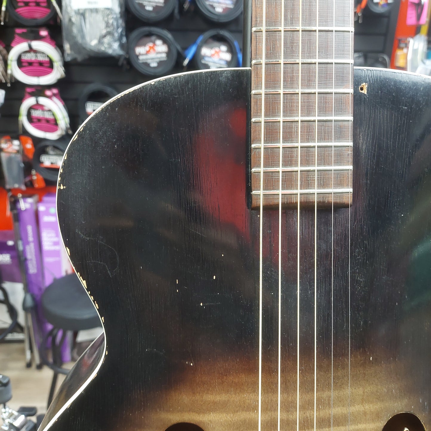1950's Vintage Harmony Monterey Arch Top Acoustic Guitar - Sunburst Finish "Made In Chicago" (Missing Pickguard)
