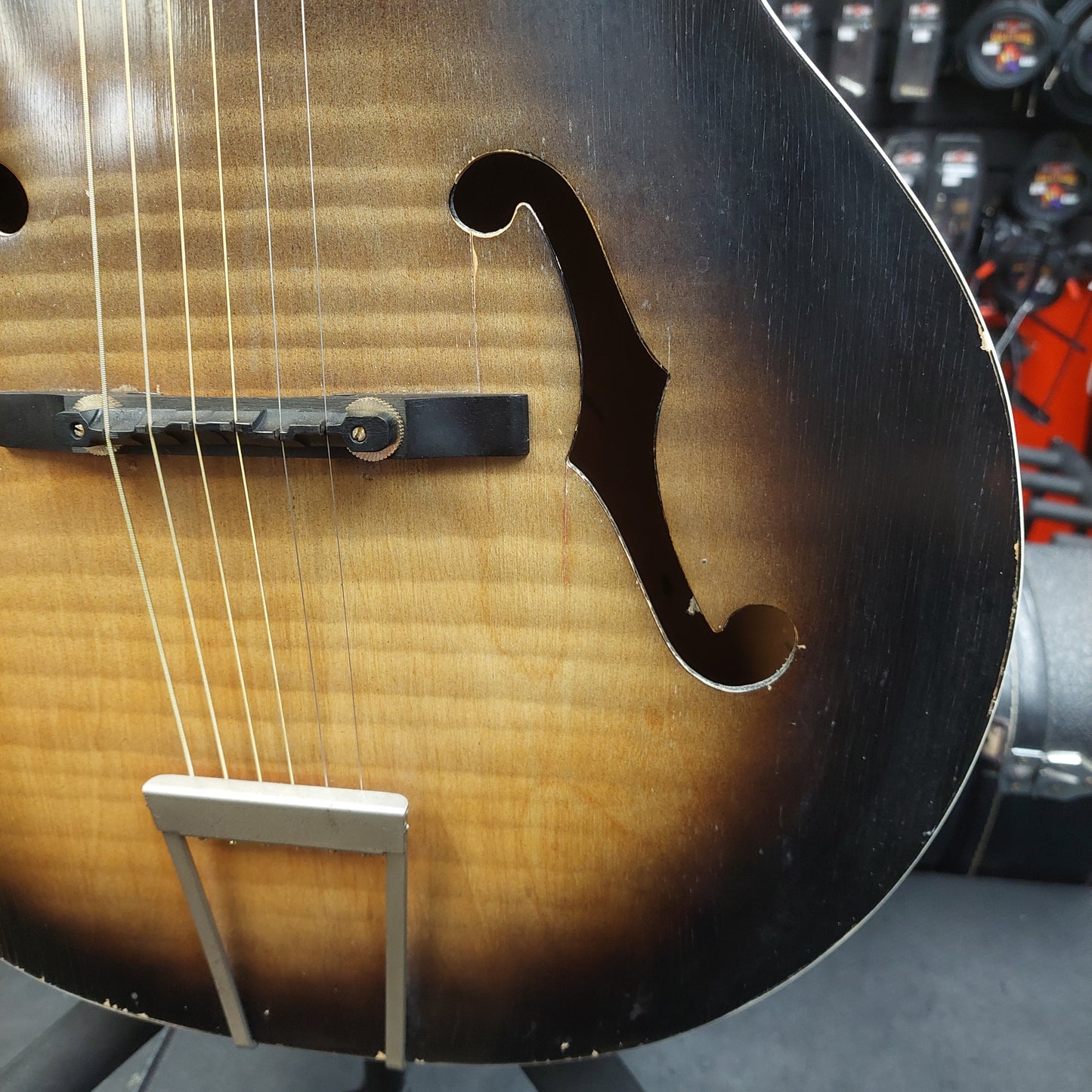 1950's Vintage Harmony Monterey Arch Top Acoustic Guitar - Sunburst Finish "Made In Chicago" (Missing Pickguard)