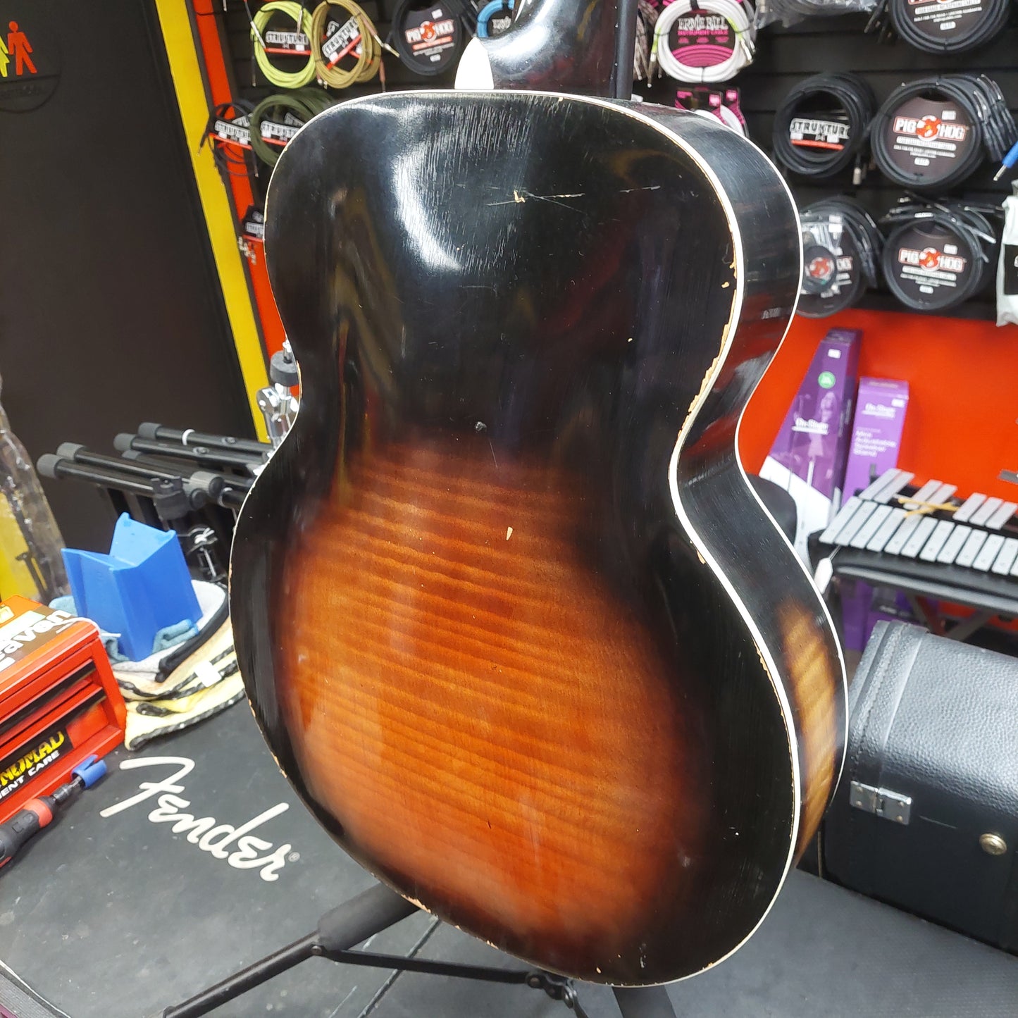 1950's Vintage Harmony Monterey Arch Top Acoustic Guitar - Sunburst Finish "Made In Chicago" (Missing Pickguard)