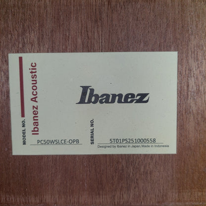 2026 Ibanez PC50WSLCE "Left-Handed" Grand Concert Acoustic/Electric Guitar - Open Pore Brown SN# 5T01PS251000558