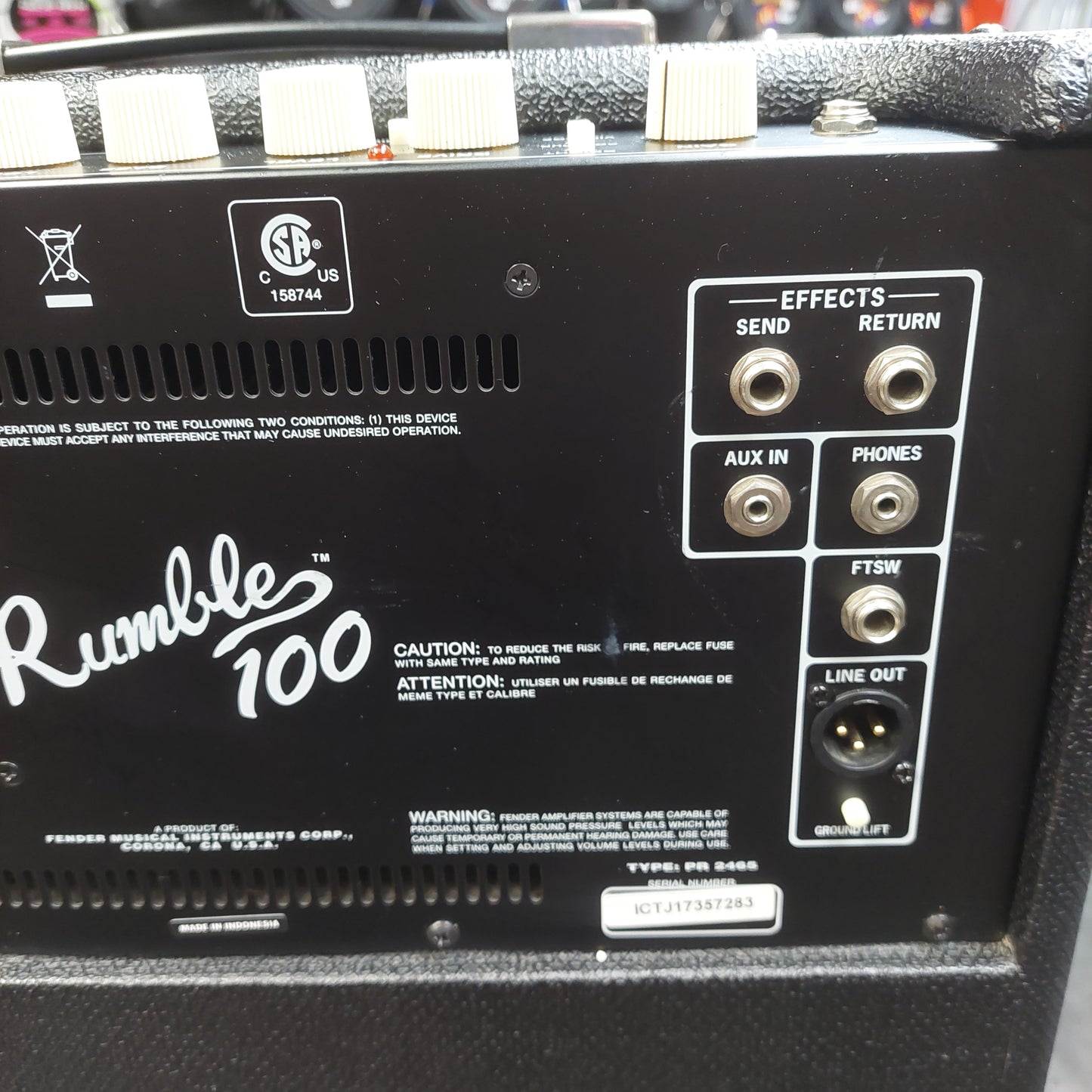 2017 Fender Rumble 100 (V3) Bass Amplifier 1x12" 100 Watts SN# ICTJ17357283