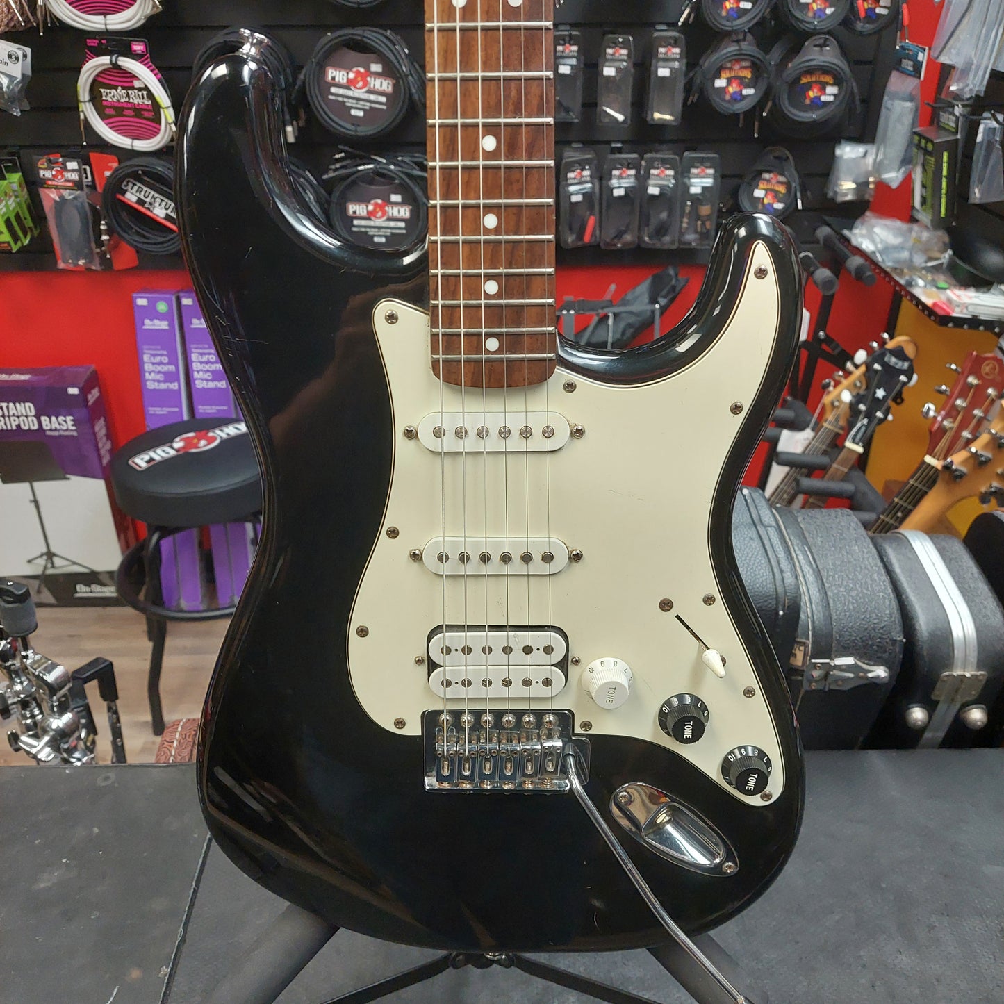 2010 Fender Starcaster HSS Strat Electric Guitar - Black SN# ICS10069957