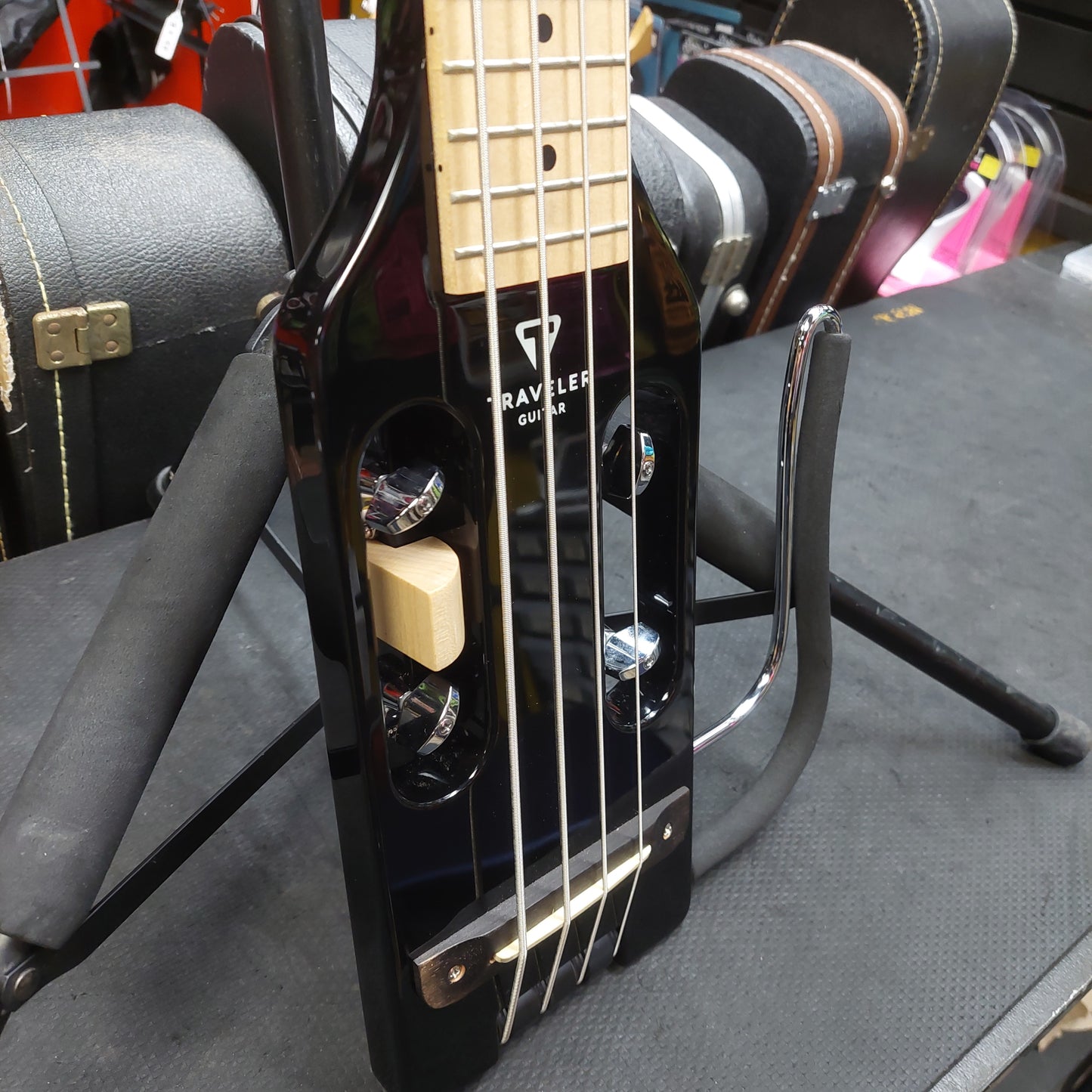 2020's Traveler Guitar ULB1716 4-String Bass Guitar - Black w/ Gig Bag
